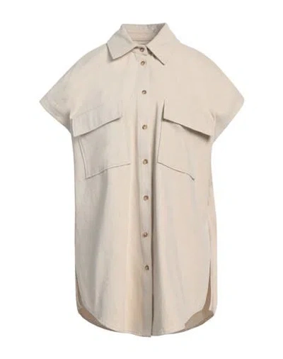 Tu Lizé Woman Denim Shirt Beige Size M Cotton