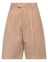 Tu Lizé Woman Shorts & Bermuda Shorts Camel Size Xs Polyester, Wool In Beige