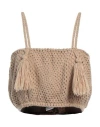 Tu Lizé Woman Top Camel Size S Acrylic, Wool In Beige