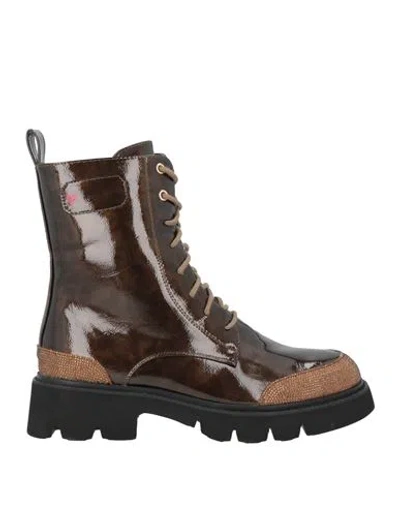 Tua By Braccialini Woman Ankle Boots Chocolate Brown Size 11 Textile Fibers