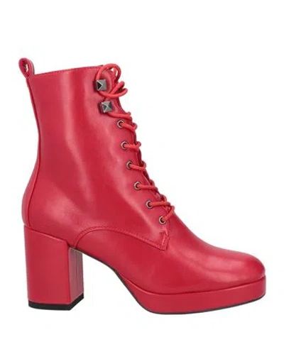 Tua By Braccialini Woman Ankle Boots Red Size 7 Textile Fibers