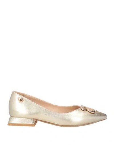 Tua By Braccialini Woman Ballet Flats Gold Size 8 Leather