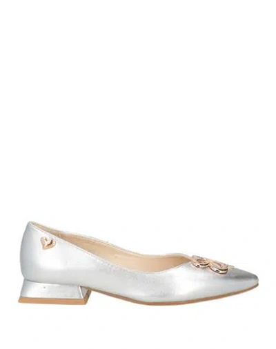 Tua By Braccialini Woman Ballet Flats Silver Size 8 Leather