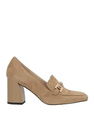 Tua By Braccialini Woman Loafers Camel Size 11 Textile Fibers In Beige