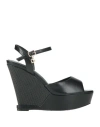 Tua By Braccialini Woman Sandals Black Size 9 Textile Fibers