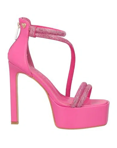 Tua By Braccialini Woman Sandals Fuchsia Size 8 Textile Fibers In Pink