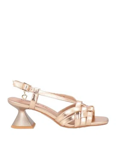 Tua By Braccialini Woman Sandals Rose Gold Size 5 Textile Fibers