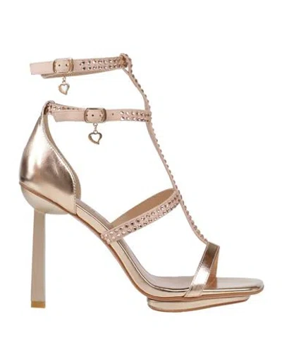 Tua By Braccialini Woman Sandals Rose Gold Size 6 Textile Fibers