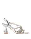 Tua By Braccialini Woman Sandals Silver Size 6 Textile Fibers In Silver