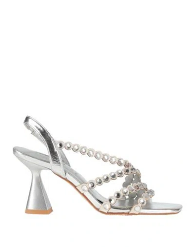 Tua By Braccialini Woman Sandals Silver Size 6 Textile Fibers