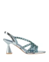 Tua By Braccialini Woman Sandals Slate Blue Size 11 Textile Fibers