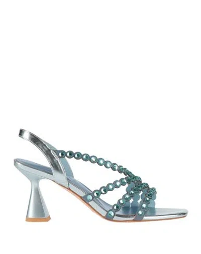 Tua By Braccialini Woman Sandals Slate Blue Size 11 Textile Fibers In Blue