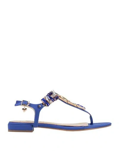 Tua By Braccialini Woman Thong Sandal Blue Size 10 Textile Fibers In Multi
