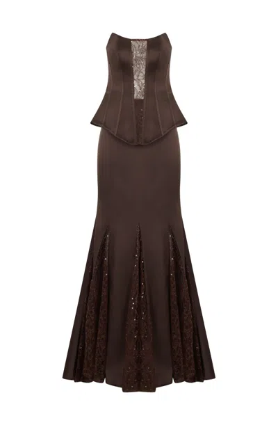 Tuba Ergin Women's Brown Mirabella Corset Dress