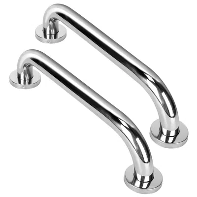 Tubbeez 2pcs Bath Grab Bar Sturdy Stainless Steel Shower Safety Handle For Bathtub Toilet Stairway 220lbs Pu In Silver