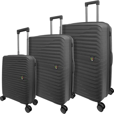 Tucci Indomito 3-piece Hardside Spinner Luggage Set In Dark Grey