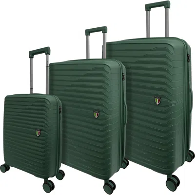 Tucci Indomito 3-piece Hardside Spinner Luggage Set In Hunter Green