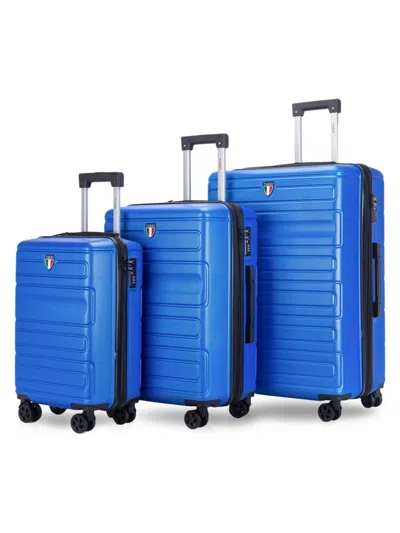 Tucci Italy Kids' 3-piece Hardsheel Spinner Suitcase Set In Blue