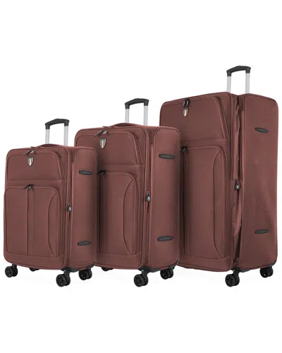 Tucci Italy Aliante 3pc Luggage Set In Brown