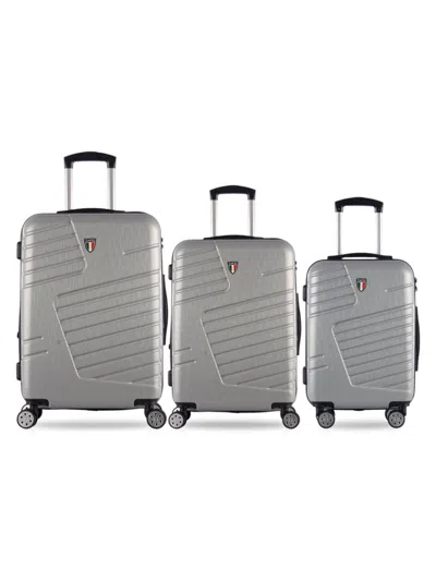Tucci Italy Kids' Boschetti Textured Hardshell 3-piece Luggage Set In Gray