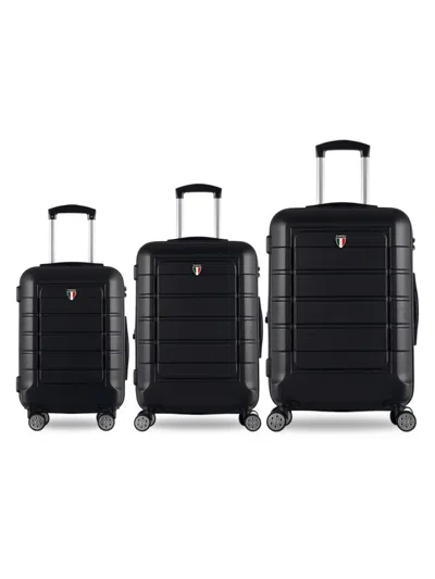 Tucci Italy Kids' Console 3-piece Hardshell Luggage Set In Black