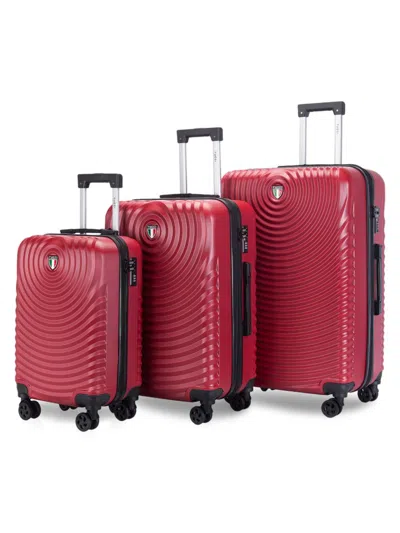Tucci Italy Kids' Genesi Textured Hardshell 3-piece Luggage Set In Red