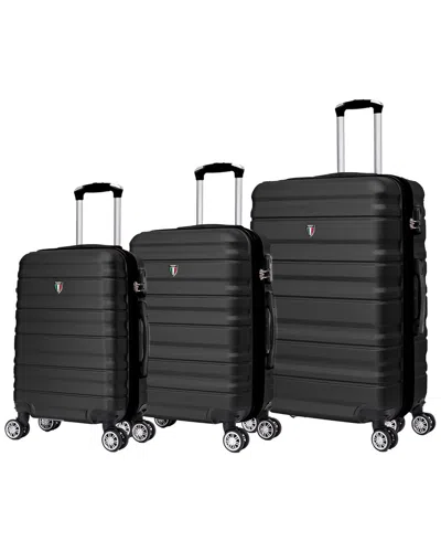Tucci Italy Girovita 3pc Expandable Luggage Set In Black