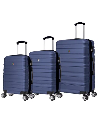 Tucci Italy Girovita 3pc Expandable Luggage Set In Blue