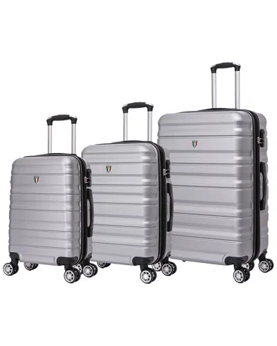 Tucci Italy Girovita 3pc Expandable Luggage Set In Silver
