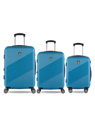 Tucci Italy Kids' Guida Textured Hardshell 3-piece Luggage Set In Blue