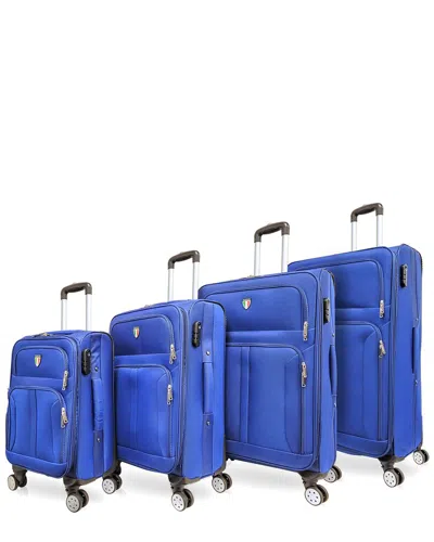 Tucci Italy Salerno 4pc Expandable Luggage Set In Blue