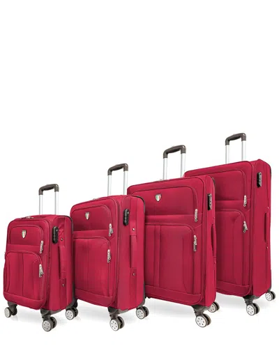 Tucci Italy Salerno 4pc Expandable Luggage Set In Red