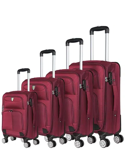 Tucci Italy Strati 4pc Expandable Luggage Set In Red