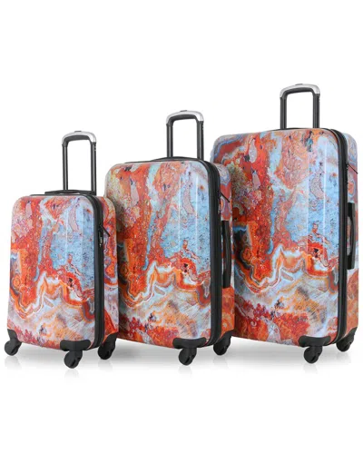 Tucci Italy Turkish Marble Pc Composite 3pc Luggage Set In Multi