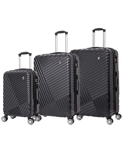 Tucci Italy Volaro 3pc Expandable Luggage Set In Black