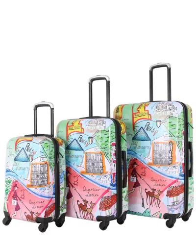 Tucci J'aime Paris 3pc Expandable Luggage Set In Multi