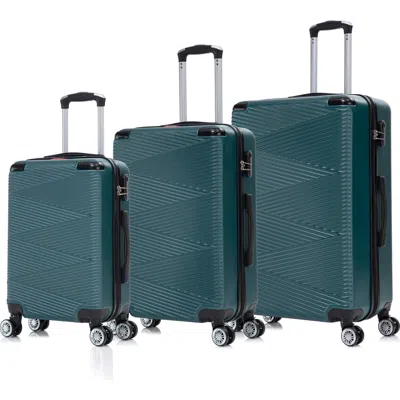 Tucci Verossa 3-piece Hardside Luggage Set In Metallic Green