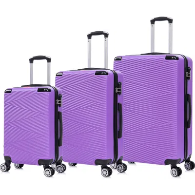Tucci Verossa 3-piece Hardside Spinner Luggage Set In Metallic Violet