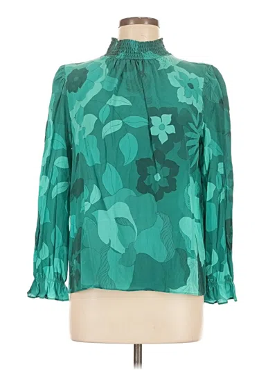 Pre-owned Tucker 3/4 Sleeve Blouse In Green