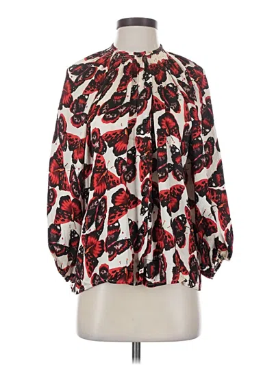 Pre-owned Tucker 3/4 Sleeve Blouse In Red