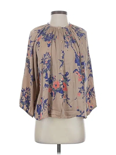 Pre-owned Tucker 3/4 Sleeve Blouse In Tan