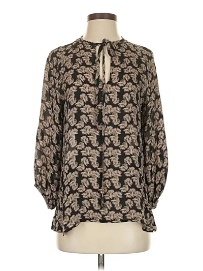 Pre-owned Tucker 3/4 Sleeve Silk Top Pink Tie Neck Tops