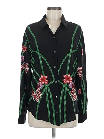 Pre-owned Tucker Long Sleeve Blouse In Black