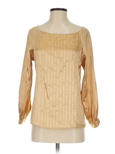 Pre-owned Tucker Long Sleeve Blouse In Gold
