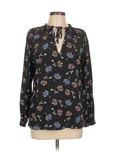 Pre-owned Tucker Long Sleeve Silk Top Black Tie Neck Tops