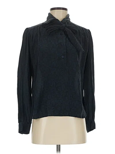 Pre-owned Tucker Long Sleeve Silk Top Black Tie Neck Tops