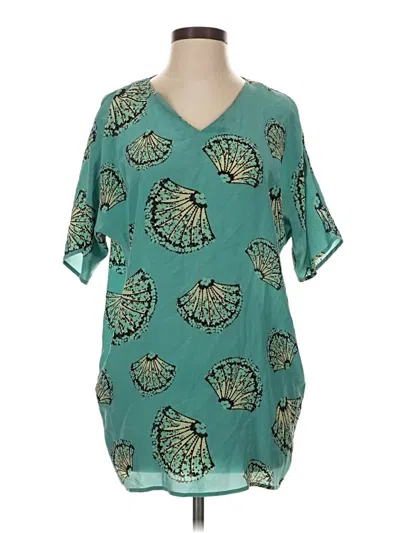 Pre-owned Tucker Short Sleeve Blouse In Blue