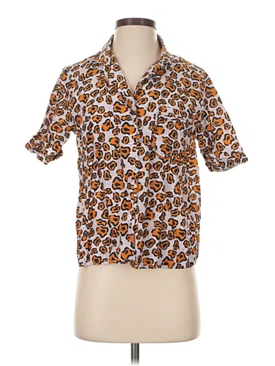 Pre-owned Tucker Short Sleeve Blouse In Brown