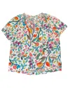 TUCKER SHORT SLEEVE CLASSIC BLOUSE IN TROPICAL WHITE