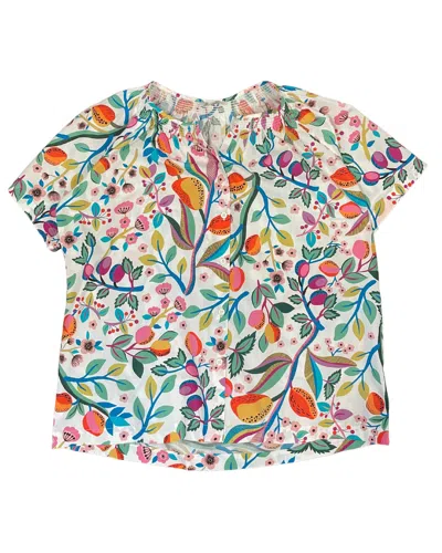 Tucker Short Sleeve Classic Blouse In Tropical White In Multi